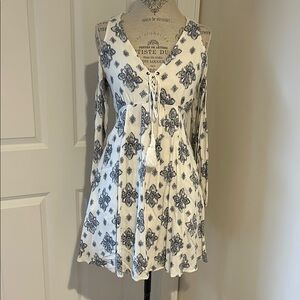 White and Blue Patterned Dress